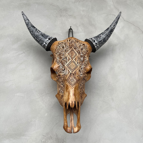 Diamond Ketupat | Hand-Carved Cow Skull