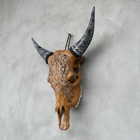 Diamond Ketupat | Hand-Carved Cow Skull