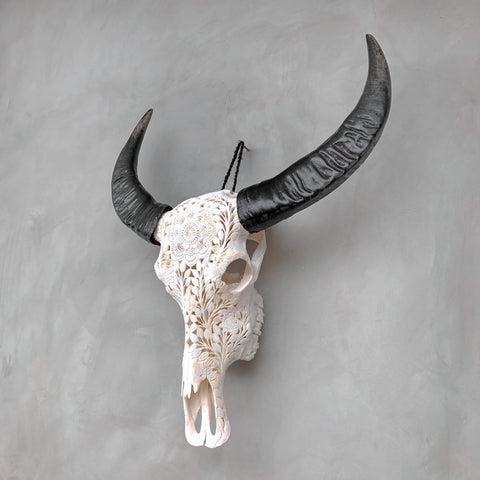Wildflower Warrior | Hand-Carved Buffalo