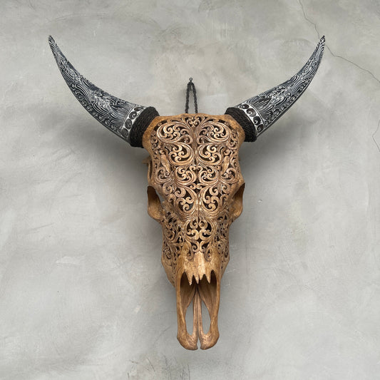 Retro Rhapsody | Hand-Carved Cow Skull