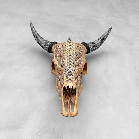 Rustic Rebel | Hand-Carved Cow Skull