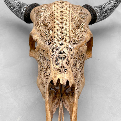 Rustic Rebel | Hand-Carved Cow Skull