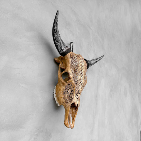 Rustic Rebel | Hand-Carved Cow Skull