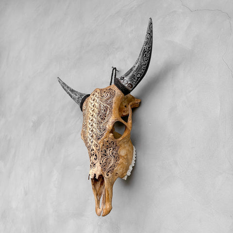 Rustic Rebel | Hand-Carved Cow Skull