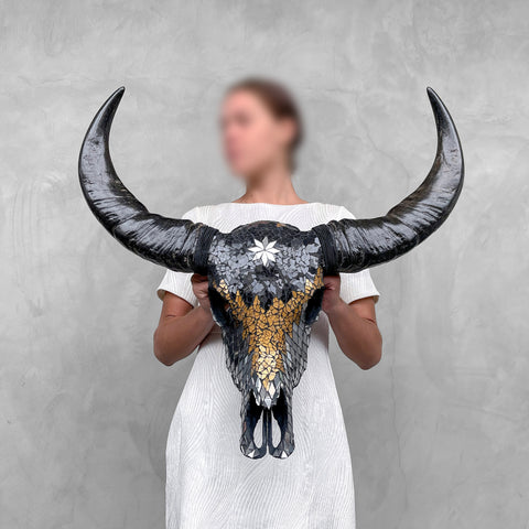 Star Mosaic | Glass Buffalo Skull