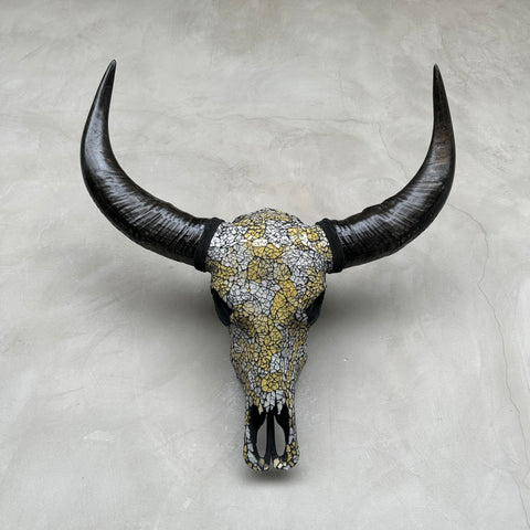 Marbled Sunshine Mosaic | Glass Buffalo Skull