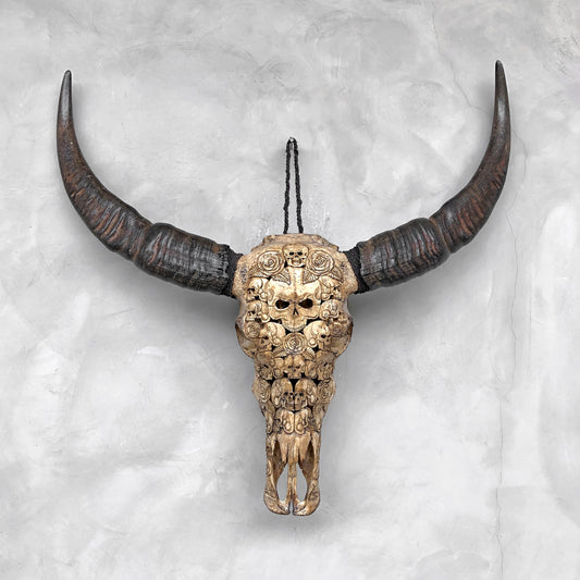 Skulls N' Roses | Hand-Carved Buffalo