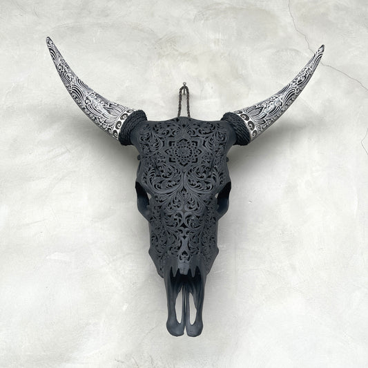 Star Mandala | Hand-Carved Cow Skull