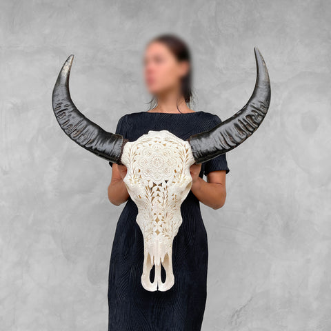 Wildflower Warrior | Hand-Carved Buffalo