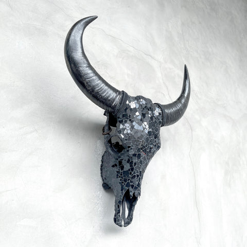 Obsidian Mosaic | Glass Buffalo Skull