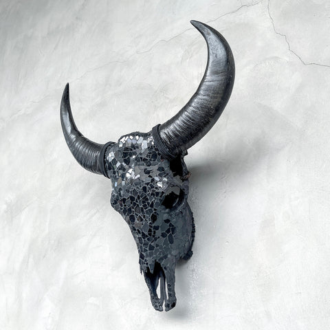 Obsidian Mosaic | Glass Buffalo Skull