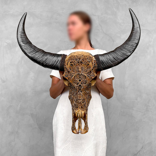 Harmonious Bloom | Hand-Carved Buffalo