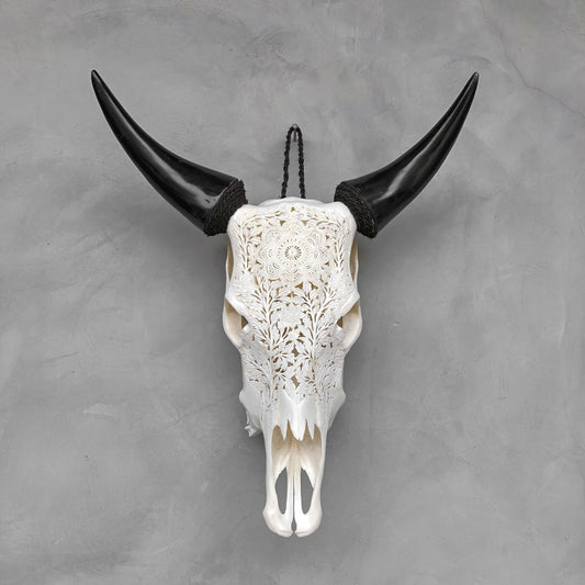 Bovine Bloom | Hand-Carved Cow Skull