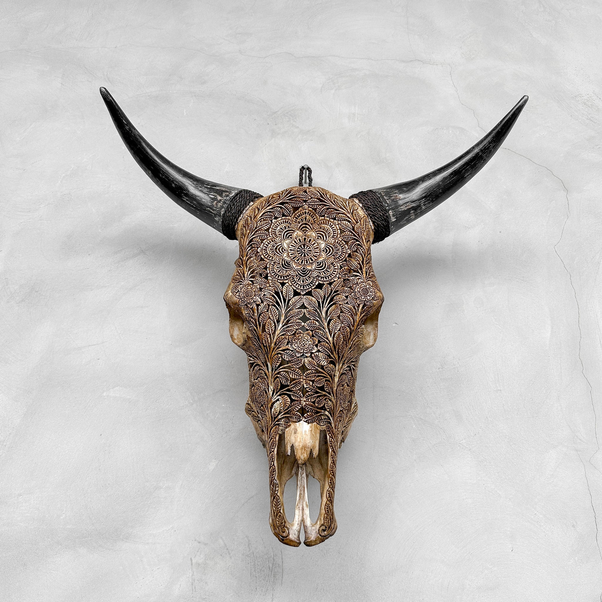 Mandala Moohawk | Hand-Carved Cow Skull