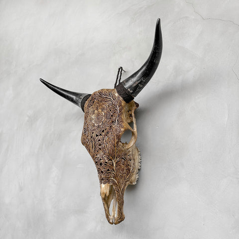 Mandala Moohawk | Hand-Carved Cow Skull