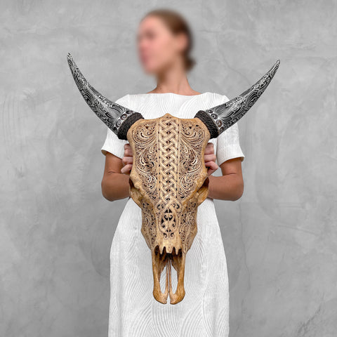 Rustic Rebel | Hand-Carved Cow Skull