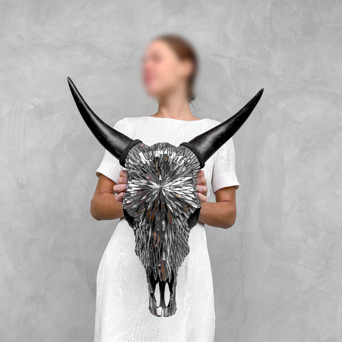 Mosaic Glass | Cow Skull