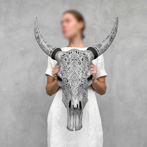 Diamond Ketupat | Hand-Carved Cow Skull