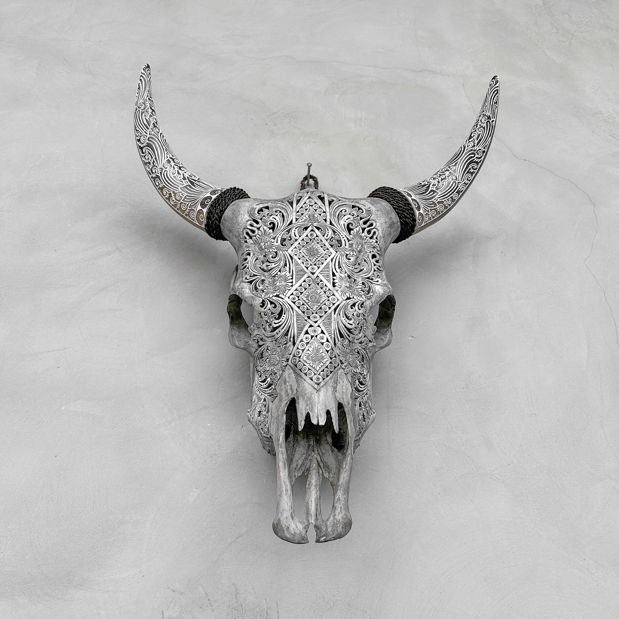 Diamond Ketupat | Hand-Carved Cow Skull