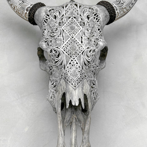 Diamond Ketupat | Hand-Carved Cow Skull