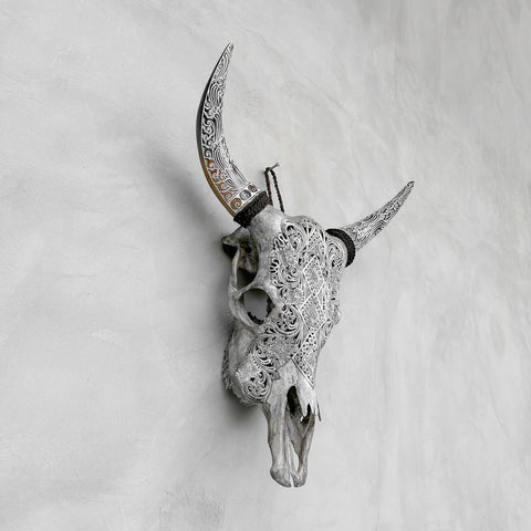 Diamond Ketupat | Hand-Carved Cow Skull