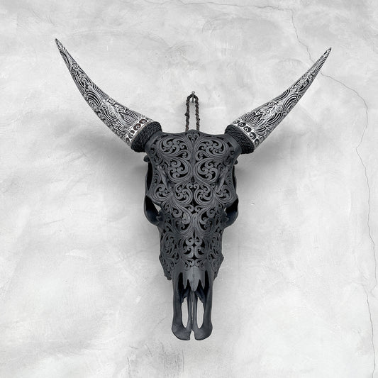 Twilight Dream | Hand-Carved Cow Skull